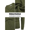 image:imageCOOFANDY Long Sleeve Polo Shirts for Men Lightweight Ribbed Knit Polo Sweater Casual Dress Pullover SweatersArmy Green