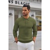 image:imageCOOFANDY Long Sleeve Polo Shirts for Men Lightweight Ribbed Knit Polo Sweater Casual Dress Pullover SweatersArmy Green