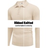 image:imageCOOFANDY Long Sleeve Polo Shirts for Men Lightweight Ribbed Knit Polo Sweater Casual Dress Pullover SweatersBeige
