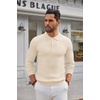 image:imageCOOFANDY Long Sleeve Polo Shirts for Men Lightweight Ribbed Knit Polo Sweater Casual Dress Pullover SweatersBeige