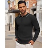 image:imageCOOFANDY Long Sleeve Polo Shirts for Men Lightweight Ribbed Knit Polo Sweater Casual Dress Pullover SweatersBlack  White Edge