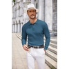 image:imageCOOFANDY Long Sleeve Polo Shirts for Men Lightweight Ribbed Knit Polo Sweater Casual Dress Pullover SweatersBlue