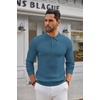 image:imageCOOFANDY Long Sleeve Polo Shirts for Men Lightweight Ribbed Knit Polo Sweater Casual Dress Pullover SweatersBlue