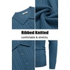 image:imageCOOFANDY Long Sleeve Polo Shirts for Men Lightweight Ribbed Knit Polo Sweater Casual Dress Pullover SweatersBlue