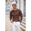 image:imageCOOFANDY Long Sleeve Polo Shirts for Men Lightweight Ribbed Knit Polo Sweater Casual Dress Pullover SweatersBrown