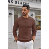 image:imageCOOFANDY Long Sleeve Polo Shirts for Men Lightweight Ribbed Knit Polo Sweater Casual Dress Pullover SweatersBrown