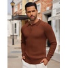 image:imageCOOFANDY Long Sleeve Polo Shirts for Men Lightweight Ribbed Knit Polo Sweater Casual Dress Pullover SweatersCaramel