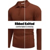 image:imageCOOFANDY Long Sleeve Polo Shirts for Men Lightweight Ribbed Knit Polo Sweater Casual Dress Pullover SweatersCaramel