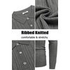 image:imageCOOFANDY Long Sleeve Polo Shirts for Men Lightweight Ribbed Knit Polo Sweater Casual Dress Pullover SweatersDark Grey