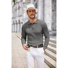 image:imageCOOFANDY Long Sleeve Polo Shirts for Men Lightweight Ribbed Knit Polo Sweater Casual Dress Pullover SweatersDark Grey