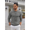 image:imageCOOFANDY Long Sleeve Polo Shirts for Men Lightweight Ribbed Knit Polo Sweater Casual Dress Pullover SweatersDark Grey