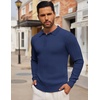 image:imageCOOFANDY Long Sleeve Polo Shirts for Men Lightweight Ribbed Knit Polo Sweater Casual Dress Pullover SweatersDeep Blue