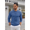 image:imageCOOFANDY Long Sleeve Polo Shirts for Men Lightweight Ribbed Knit Polo Sweater Casual Dress Pullover SweatersDenim Blue