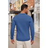 image:imageCOOFANDY Long Sleeve Polo Shirts for Men Lightweight Ribbed Knit Polo Sweater Casual Dress Pullover SweatersDenim Blue