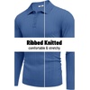 image:imageCOOFANDY Long Sleeve Polo Shirts for Men Lightweight Ribbed Knit Polo Sweater Casual Dress Pullover SweatersDenim Blue