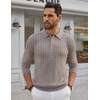 image:imageCOOFANDY Long Sleeve Polo Shirts for Men Lightweight Ribbed Knit Polo Sweater Casual Dress Pullover SweatersFantasy Brown