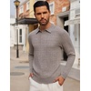 image:imageCOOFANDY Long Sleeve Polo Shirts for Men Lightweight Ribbed Knit Polo Sweater Casual Dress Pullover SweatersFantasy Brown