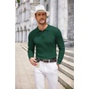 image:imageCOOFANDY Long Sleeve Polo Shirts for Men Lightweight Ribbed Knit Polo Sweater Casual Dress Pullover SweatersGreen