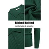 image:imageCOOFANDY Long Sleeve Polo Shirts for Men Lightweight Ribbed Knit Polo Sweater Casual Dress Pullover SweatersGreen
