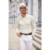image:imageCOOFANDY Long Sleeve Polo Shirts for Men Lightweight Ribbed Knit Polo Sweater Casual Dress Pullover SweatersIvory