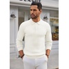 image:imageCOOFANDY Long Sleeve Polo Shirts for Men Lightweight Ribbed Knit Polo Sweater Casual Dress Pullover SweatersIvory