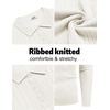 image:imageCOOFANDY Long Sleeve Polo Shirts for Men Lightweight Ribbed Knit Polo Sweater Casual Dress Pullover SweatersIvory