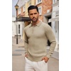 image:imageCOOFANDY Long Sleeve Polo Shirts for Men Lightweight Ribbed Knit Polo Sweater Casual Dress Pullover SweatersKhaki