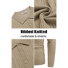image:imageCOOFANDY Long Sleeve Polo Shirts for Men Lightweight Ribbed Knit Polo Sweater Casual Dress Pullover SweatersKhaki