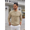 image:imageCOOFANDY Long Sleeve Polo Shirts for Men Lightweight Ribbed Knit Polo Sweater Casual Dress Pullover SweatersKhaki