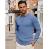 image:imageCOOFANDY Long Sleeve Polo Shirts for Men Lightweight Ribbed Knit Polo Sweater Casual Dress Pullover SweatersLight Blue