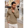image:imageCOOFANDY Long Sleeve Polo Shirts for Men Lightweight Ribbed Knit Polo Sweater Casual Dress Pullover SweatersLight Brown
