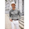 image:imageCOOFANDY Long Sleeve Polo Shirts for Men Lightweight Ribbed Knit Polo Sweater Casual Dress Pullover SweatersLight Grey