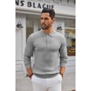 image:imageCOOFANDY Long Sleeve Polo Shirts for Men Lightweight Ribbed Knit Polo Sweater Casual Dress Pullover SweatersLight Grey