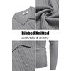 image:imageCOOFANDY Long Sleeve Polo Shirts for Men Lightweight Ribbed Knit Polo Sweater Casual Dress Pullover SweatersLight Grey