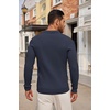 image:imageCOOFANDY Long Sleeve Polo Shirts for Men Lightweight Ribbed Knit Polo Sweater Casual Dress Pullover SweatersNavy Blue