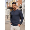image:imageCOOFANDY Long Sleeve Polo Shirts for Men Lightweight Ribbed Knit Polo Sweater Casual Dress Pullover SweatersNavy Blue