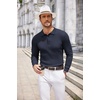 image:imageCOOFANDY Long Sleeve Polo Shirts for Men Lightweight Ribbed Knit Polo Sweater Casual Dress Pullover SweatersNavy Blue