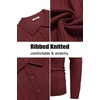 image:imageCOOFANDY Long Sleeve Polo Shirts for Men Lightweight Ribbed Knit Polo Sweater Casual Dress Pullover SweatersWine Red