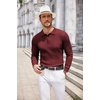 image:imageCOOFANDY Long Sleeve Polo Shirts for Men Lightweight Ribbed Knit Polo Sweater Casual Dress Pullover SweatersWine Red