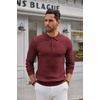 image:imageCOOFANDY Long Sleeve Polo Shirts for Men Lightweight Ribbed Knit Polo Sweater Casual Dress Pullover SweatersWine Red