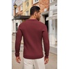 image:imageCOOFANDY Long Sleeve Polo Shirts for Men Lightweight Ribbed Knit Polo Sweater Casual Dress Pullover SweatersWine Red