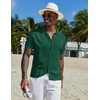 image:imageCOOFANDY Men Casual Button Down Shirts Short Sleeve Summer Beach Shirt Fashion Camp TopsEver Green