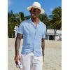 image:imageCOOFANDY Men Casual Button Down Shirts Short Sleeve Summer Beach Shirt Fashion Camp TopsLight Blue