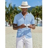 image:imageCOOFANDY Men Casual Button Down Shirts Short Sleeve Summer Beach Shirt Fashion Camp TopsLight Blue