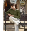image:imageCOOFANDY Men Casual Knit Sweater Quarter Button Henley Long Sleeve Slim Fit Twisted Pullover SweaterArmy Green