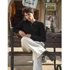 image:imageCOOFANDY Men Casual Knit Sweater Quarter Button Henley Long Sleeve Slim Fit Twisted Pullover SweaterBlack