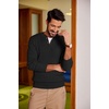 image:imageCOOFANDY Men Casual Knit Sweater Quarter Button Henley Long Sleeve Slim Fit Twisted Pullover SweaterBlack
