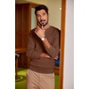 image:imageCOOFANDY Men Casual Knit Sweater Quarter Button Henley Long Sleeve Slim Fit Twisted Pullover SweaterBrown