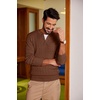 image:imageCOOFANDY Men Casual Knit Sweater Quarter Button Henley Long Sleeve Slim Fit Twisted Pullover SweaterBrown