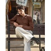 image:imageCOOFANDY Men Casual Knit Sweater Quarter Button Henley Long Sleeve Slim Fit Twisted Pullover SweaterBrown
